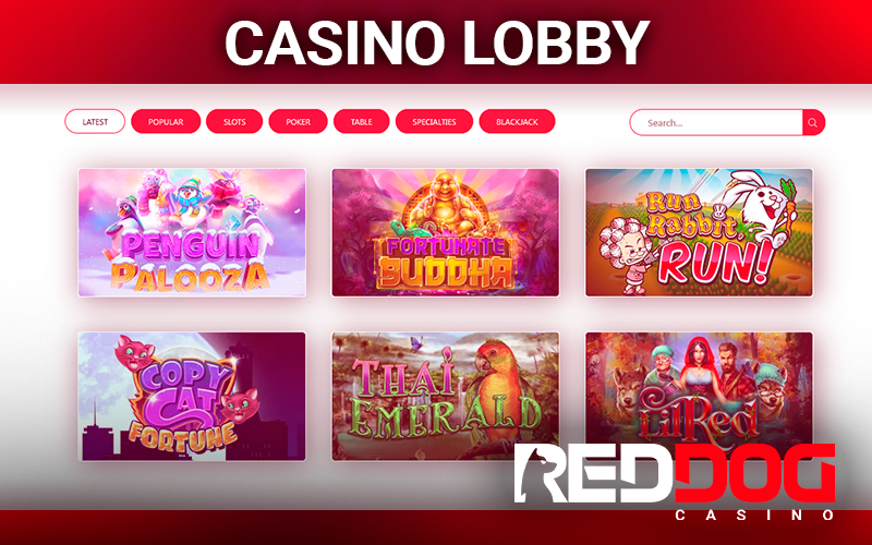 Open Red Dog Casino lobby page