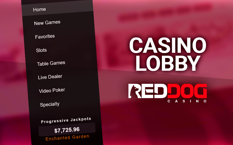Main menu in the lobby Red Dog Casino