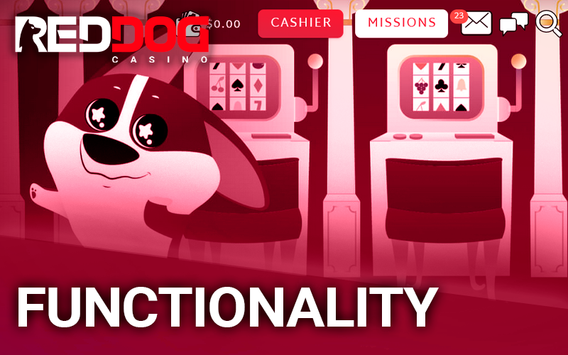 Red Dog website menu and their mascot