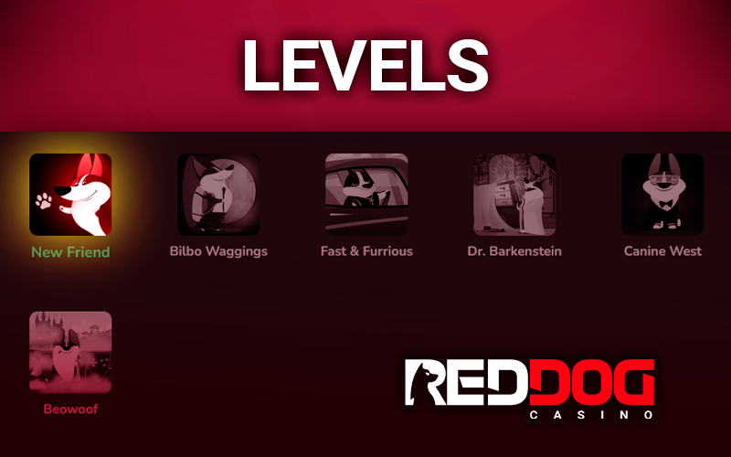 Icons of loyalty program levels at RedDog