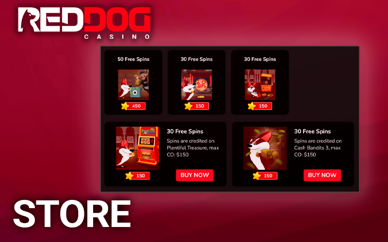 The Store tab on the Red Dog website is open