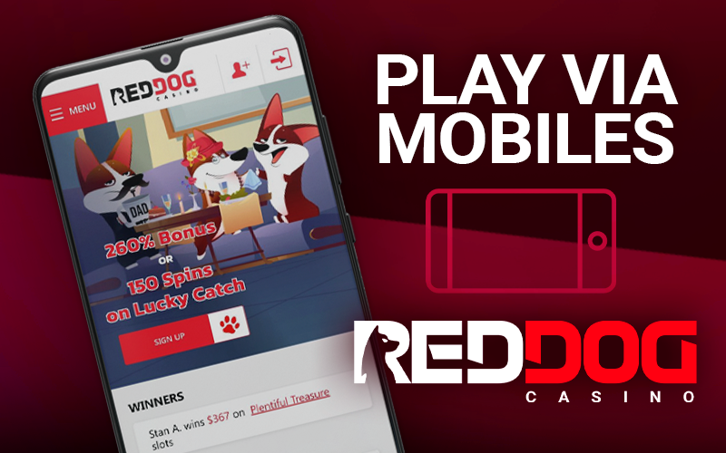 Cell phone with open Red Dog Casino app