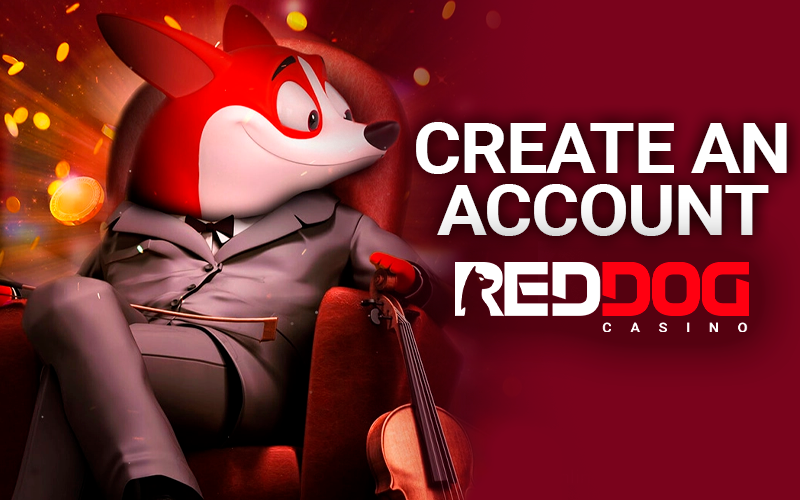 RedDog Casino mascot and registration text