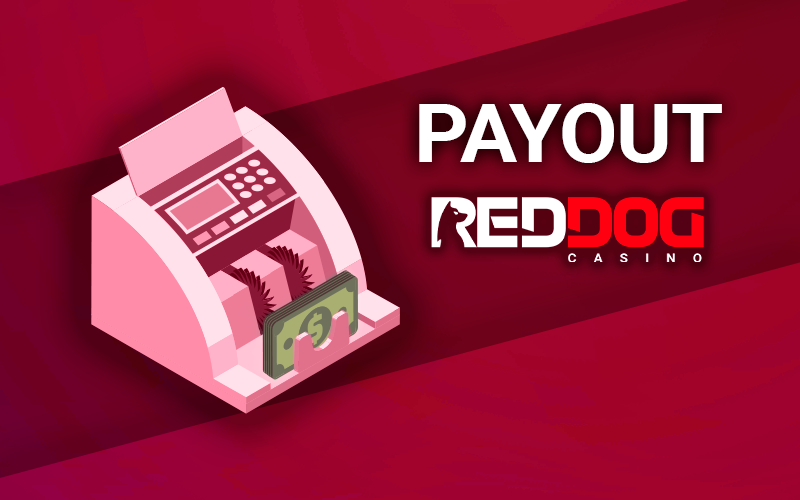 Red Dog Casino logo and cash withdrawal terminal